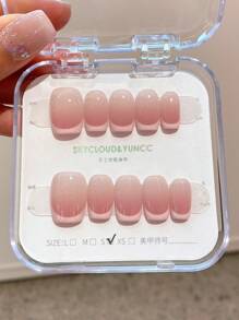 10Pcs Pure Handmade Wearable Nail Art, Pink French Press-On Style Manicure Stickers With Short & Long Sizes Press On Nails Nail Supplies Nails Handmade Press On Nails - Multicolor - View 18