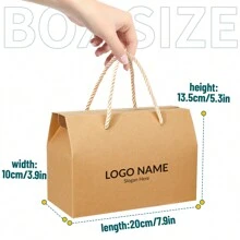 20pcs Customized Logo Personalized Paper Boxes With Rope, 20x10x13.5cm White Candy Box, Kraft Handmade Cookies, Incense, Dried Fruits, Chocolate Packaging Box, Handmade Candle Gift Box, Suitable For Wedding, Party, Birthday Gifts
