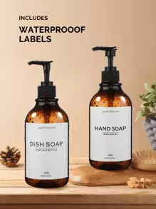 GAONLY Kitchen Soap Dispenser Set - Plastic Soap Dispenser With Pump - Amber & Transparent 16.9 Fl Oz - Bathroom Soap Dispenser Set Of 2 - Soap And Lotion Dispenser Set With Tray (Halloween Christmas Gift) Home Bathroom Decor Fall Decor Back To School - Amber - View 2