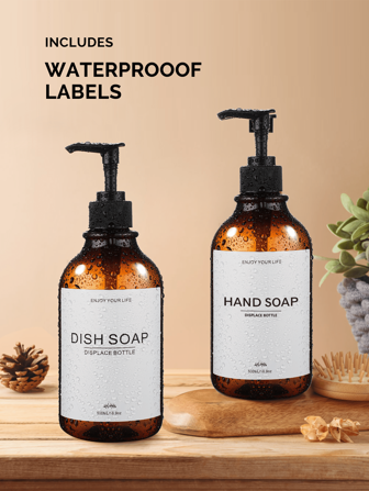 GAONLY Kökstvåldispenserset - Plasttvåldispenser med pump - Bärnstensfärgad och transparent 16,9 fl oz - Badrumstvåldispenserset om 2 - Tvål- och lotionsdispenserset med bricka (Halloweenjulklapp) Hem Badrumsinredning Höstdekor Tillbaka till skolan