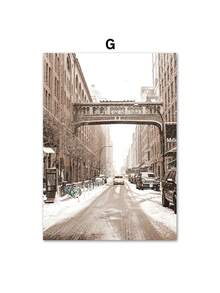 1pc Winter Train Door Snow Tree Car Christmas Wall Art Canvas Prints Nordic Posters Wall Decor Pictures Painting Living Room Decor Không có khung - Nhiều màu - Xem 20