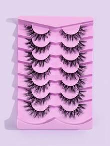 7Pairs D Curl Of Natural Cross Full False Eyelashes,Thick Curling Fluffy Eyelashes For Party Use Manga Eyelashes, Travel Essentials,Dramatic 3D Mink Lashes Long Wispy Eyelash Cilia,Messy,Multi-Layered Eyelashes Short Thick Fake Eyelash Extension Bulk Faux Cils Makeup Products100% Natural Fake Lashes Comfortable To Wear Handmade Upper Lash Winged End Eye Elongated Eyelashes Natural Cilios Volume Popular Make Up Beauty Tools - 黑色 - 查看 6
