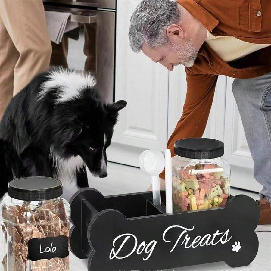 1 Pc 10.4 Inch Wooden Dog Food Storage Container Household Pet Snack