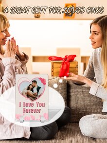 定制亚克力心形相框带支架，可作为女朋友、男朋友、母亲节、父亲节、感恩节、婚礼、生日、圣诞节或其他浪漫场合的个性化礼物 - 彩色 - 查看 3