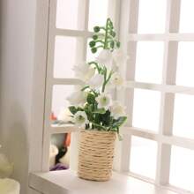 1pc 1:12 Scale Miniature Model Potted Hyacinth Plant, Dollhouse Decor, BJD Accessory, Christmas Decoration, Golden & Silver Poinsettia, Christmas Gift
