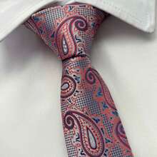 Slim Kashmir Pink Tie - 2400 Threads - 乾枯玫瑰色 - 查看 1