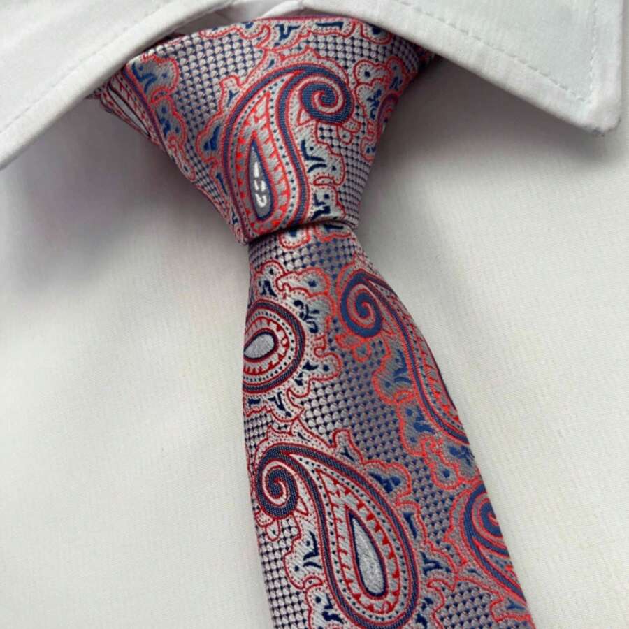 Slim Kashmir Pink Tie - 2400 Threads - 乾枯玫瑰色 - 查看 1