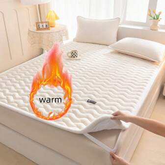 1 pezzo Coprimaterasso in velluto di latte spesso tinta unita (escluso cuscino), morbido e confortevole, traspirante, imbottitura per camera da letto, ospiti, dorm, hotel, per l autunno e l inverno