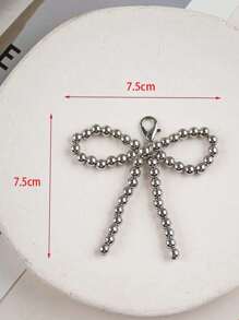 1 件圣诞节新款韩式简约仿珍珠黑丝带蝴蝶结鞋配饰，仿珍珠蝴蝶结包包装饰 DIY 配饰