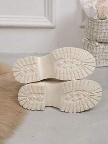 全新时尚女式黑色哑光 PU 皮革系带厚底短款马靴带侧拉链 - 白色 - 查看 5