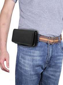 Horizontal Nylon Phone Bag - Large Capacity Wallet With Belt Loop - Safely Holds 3.5-6.35 Inch (M-2XL) Phones And Cards. Christmas/Winter Christmas Gift/Men's Bag/Thanksgiving/Autumn Travel/Holiday Storage Bag/Crossbody Bag/Shoulder Bag/Waist Bag/Cycling Bag/Black Bag/Hiking/Student/Large Capacity Multi-Function Outdoor Portable Fashion Casual/Father's Day Gift/Fun Gift/Side Waist Bag/Summer School Holiday Bag/Waist Bag/Spring School Supplies - Black - View 2