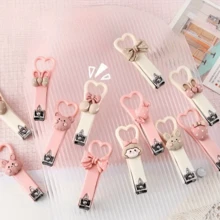 1-10 szt. Domowe mini słodkie kreskówkowe obcinacze do paznokci w kształcie serca dla dziewcząt i uczniów, składane domowe narzędzia do pielęgnacji paznokci do bezpiecznego przycinania stóp i dłoni, do użytku rodzinnego, pielęgnacja paznokci