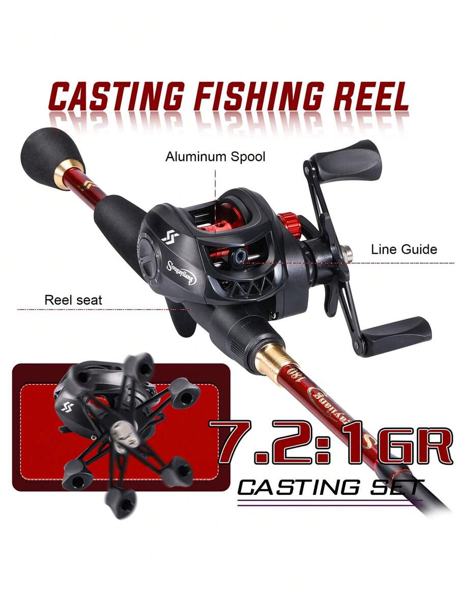 SOUGAYILANG 7.21 High Gear Ratio Baitcasting Reel Rod Combo Kit Ultra
