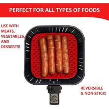 Kit 2 Peças Protetor de Silicone Air Fryer Universal Quadrado 19 cm Preto e Vermelho