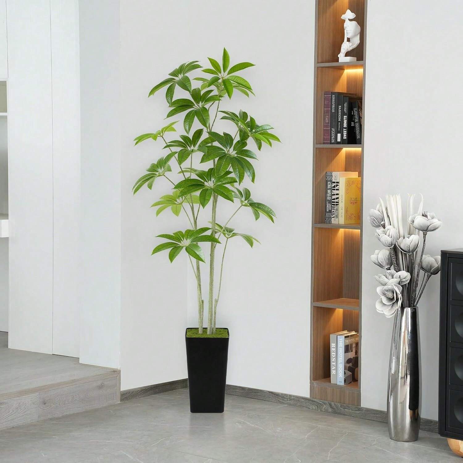 Aritificial Umbrella Schefflera Tree 6Ft Tall Fake Plant With
