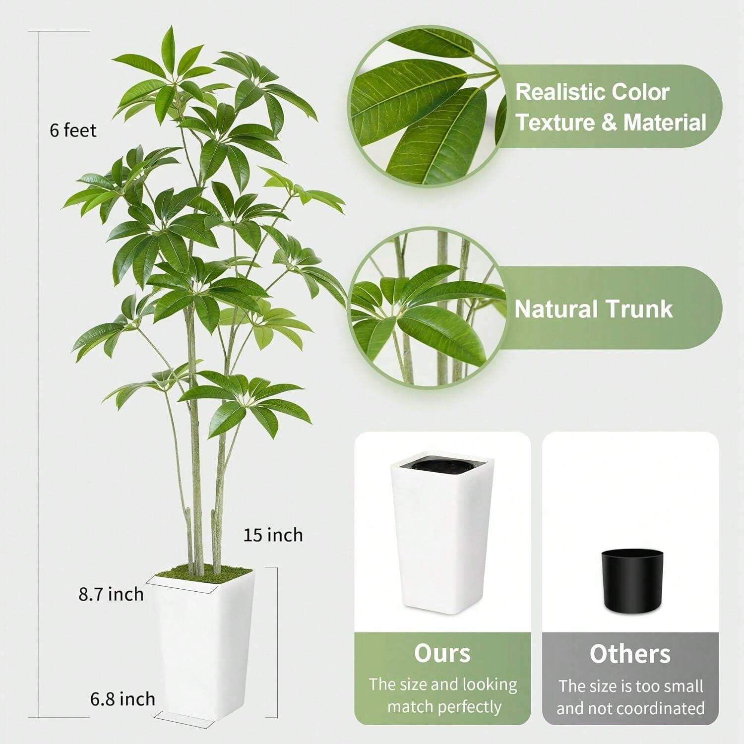 Aritificial Umbrella Schefflera Tree 6Ft Tall Fake Plant With