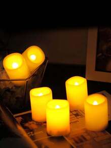 6/12/24 piezas Velas té LED, realistas y brillantes, parpadeo sin llama, a pilas con luz amarilla cálida, adecuadas para decoración de bodas, Día de San Valentín, feriados, con baterías incluidas para Pascua