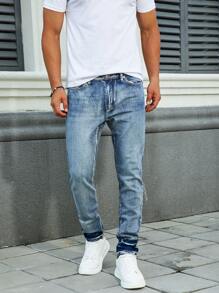 Men's Fashion Stretch Pants, Multiple Color Options, Each Color Is A Very Good Process Wash, Slim-Fit Style, Suitable For All Seasons-2406 - Rửa trung bình - Xem 1