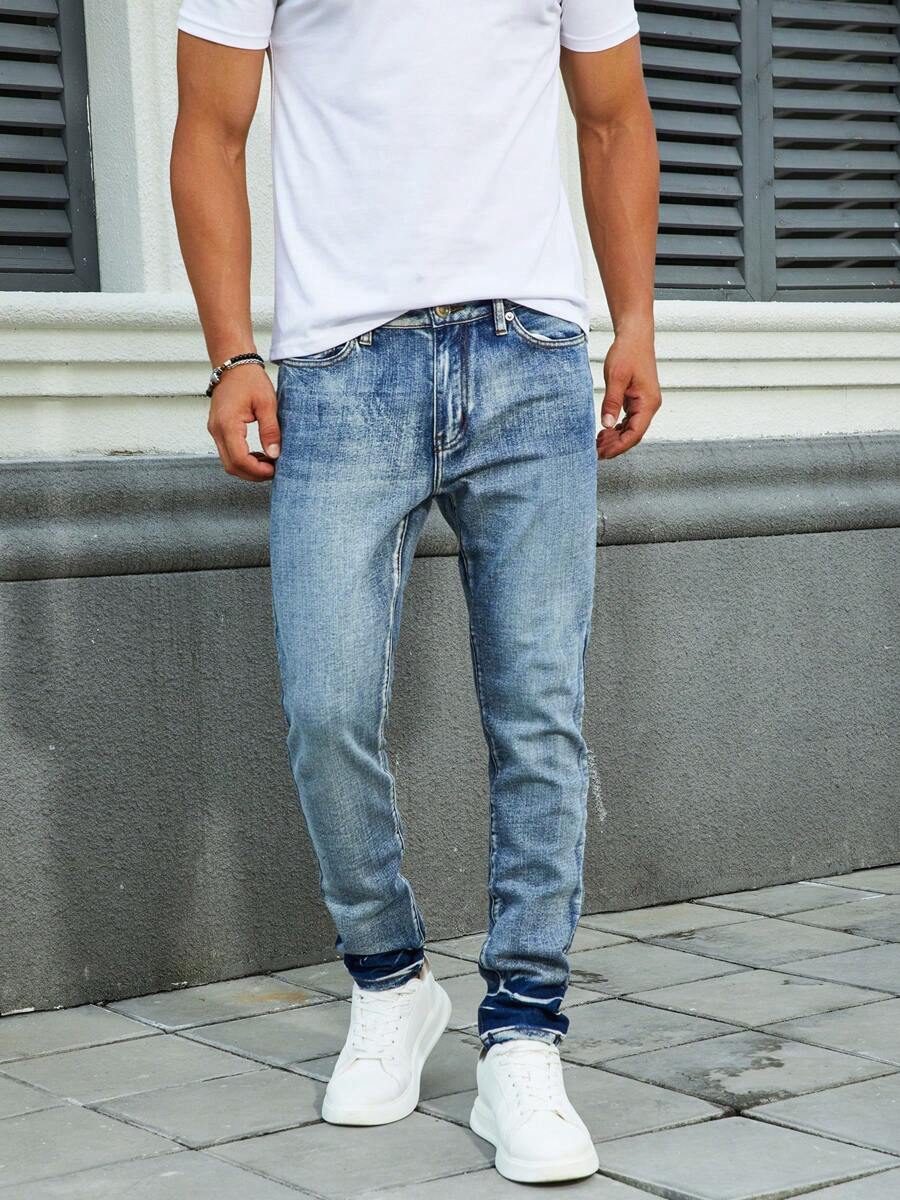 Men's Fashion Stretch Pants, Multiple Color Options, Each Color Is A Very Good Process Wash, Slim-Fit Style, Suitable For All Seasons-2406 - Rửa trung bình - Xem 1