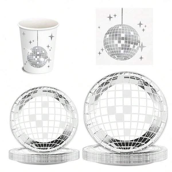 10pcs-Can Hold 10 Guests Lamp Ball Disposable Paper Plate Disco Party Tableware Disposable Round Dinner Plate Tableware Holiday Celebration Birthday Party Banquet Tea Party Wedding Exquisite Craft Fashion Match St. Patrick's Day Easter Valentine's Day