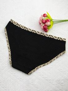 5pcs Women Leopard Print Trim Sexy Comfy Bikini Underwear - Multicolor - View 6