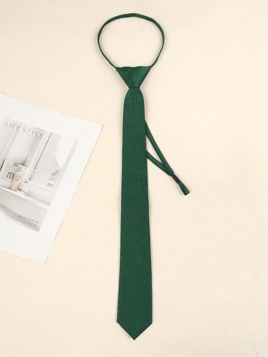 1pc Solid Color Lightweight Business Casual Neck Tie, All-Season Polyester Woven Fabric Men Necktie - Green - View 1