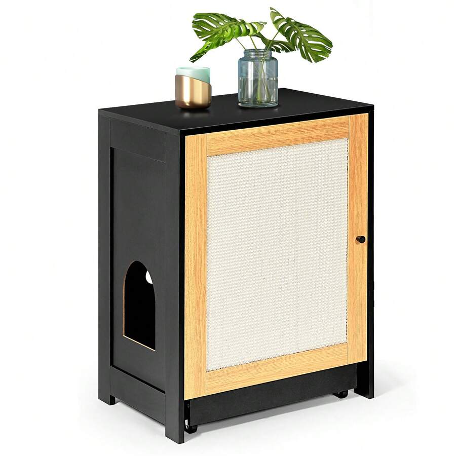 Stylish Cat Litter Box Enclosure And Hidden Washroom Furniture With