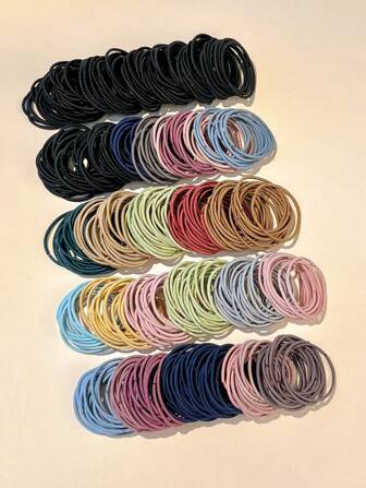 100pcs Non-Damaging Elastic Hair Ties - Colorful Hair Bands, Suitable For Thick & Thin Hair, Hair Accessories For Girls