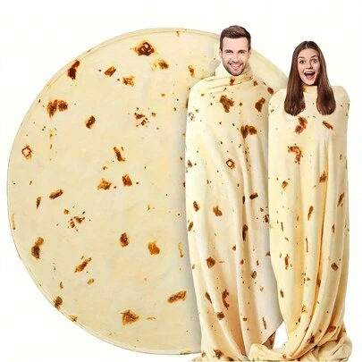 Soft Flannel Mexican Burrito Blanket - Cozy, Warm And Comfortable Food Themed Throw Suitable For Sofa, Bed, Travel And Picnic - Machine Washable, Multipurpose Plush Throw, Perfect Gift Idea