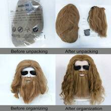 1pc Wizard Costume Set With Long Synthetic Hair Wig And Beard For Men & Women, Ideal For Halloween Cosplay, Carnivals, Christmas Parties