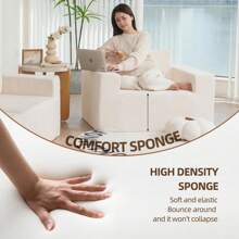 Sofa In A Box Foam Sofa Couch With Pillow, Bean Bag Chairs For Adults Stuffed High-Density Foam, Large Bean Bag Sofa For Living Room Bedroom Gaming Room - 美國白橡+聚酯纖維+泡沫+1座 - 查看 2