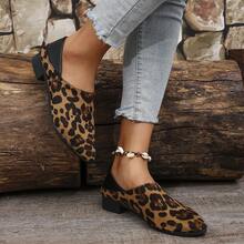 Nuevos tacones altos con puntera puntiaguda y estampado de leopardo, zapatos de moda y sexy - Marrón - Ver 4