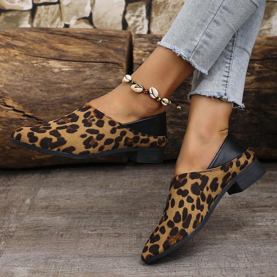 Nuevos tacones altos con puntera puntiaguda y estampado de leopardo, zapatos de moda y sexy - Marrón - Ver 1