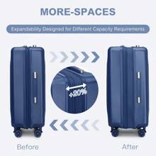 Lightweight Expandable Check-In Luggage ABS+PC Hardshell Suitcase 4 Spinner Wheels Ideal For Cabin Carry-On Available In 20, 24, 28 Inch Sizes - Navy Blue - View 6