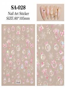 1pc New Christmas Fairy Tale Relief Shell Light Christmas Ball Snowman Christmas Tree Bowknot Nai Sừng Tấm Stickers Thích Hợp Cho Giáng Sinh Nail DIY Art Charm Thiết Kế - Nhiều màu - Xem 7
