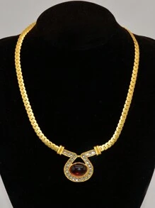 1 chiếc vòng cổ hình bầu dục cổ điển, mặt dây chuyền vòng cổ thanh lịch cao cấp theo phong cách cung điện cổ điển, dây chuyền xương đòn nhẹ tinh tế, phù hợp cho phụ nữ đeo hàng ngày - Vàng - Xem 12