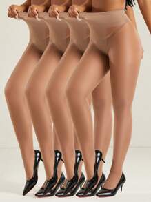 4 pièces Collants sexy de 20D pour femmes, collants simples et tendance, bas transparents