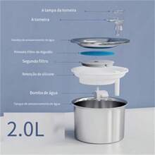 Bebedouro Fonte Água 2l Filtro Silenciosa Inox Para Gatos Cães