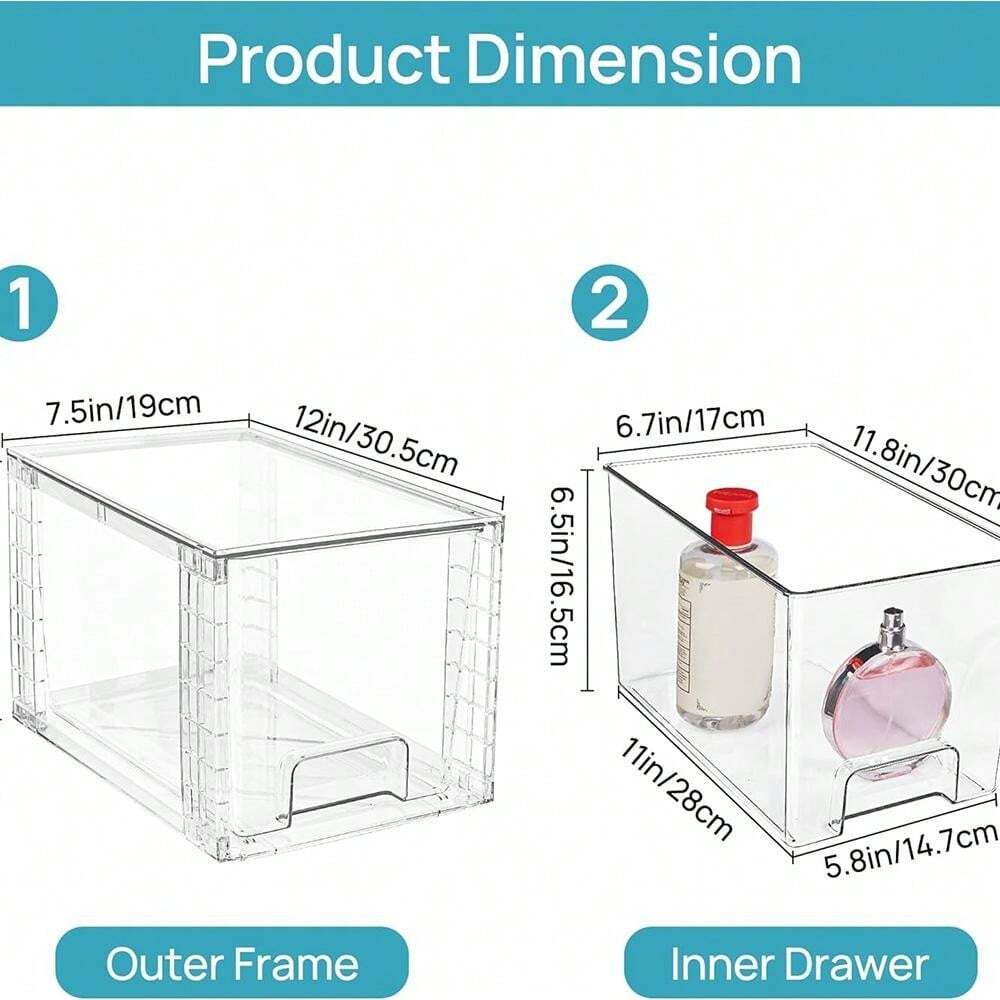 4Piece Large Stackable Storage Drawer Can Be Easily Assembled Acrylic