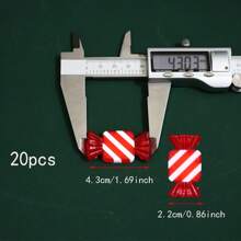 1 set (20 pièces) - Ornement de bonbon carré bicolore simulé, assemblage créatif de bonbons fait maison, décoration de scène de Noël, accessoires pour prendre des photos