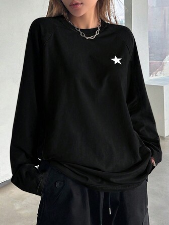 Plus Size Women Casual Loose Printed Sports T-Shirt