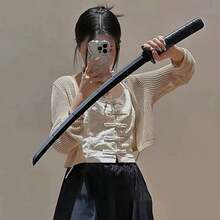 1 件高级时尚酷炫武士刀伸缩剑武器模型，狂欢节圣诞角色扮演照片道具，LARP 派对搞笑用品，舞台表演配件 - 彩色 - 查看 2