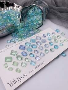Nail Charms Nail Supplies Nail Gems Nails DIY Nail Art Light Blue Nail Drill, Light Green Nail Drill, Transparent Rhinestone, Transparent Nail Drill Colorful Gems Laser Gems Cold Toned Nail Gems Art30/50/100pcs Nail Tip Bottom Diamond Multi Color Mixed Packaging - Mint Blue - View 3