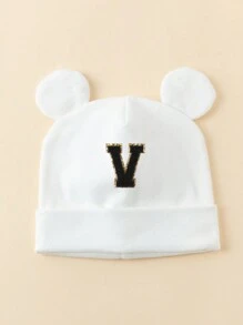 1 件儿童针织无檐小便帽，带 26 个英文字母耳朵，男女通用婴儿男孩女孩保暖透气 Y2K 时尚休闲帽，适合秋冬日常穿着，服装 - 白色 - 查看 14