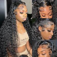 BingShang 26 Inch Water Wave Lace Front Wigs Human Hair 13x6 Hd Lace Front Wigs Human Hair Pre Plucked 180% Density Deep Curly Human Hair Wig Wet And Wavy Glueless Wigs Human Hair Brazilian Lace Frontal Wigs