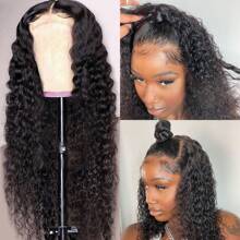 BingShang 26 Inch Water Wave Lace Front Wigs Human Hair 13x6 Hd Lace Front Wigs Human Hair Pre Plucked 180% Density Deep Curly Human Hair Wig Wet And Wavy Glueless Wigs Human Hair Brazilian Lace Frontal Wigs