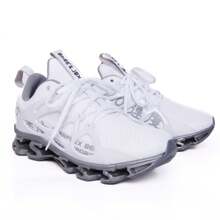 Tênis Branco masculino 12 Molas Moderno Esportivo amortecedor Flex1413 corrida - Branco - Visão 5