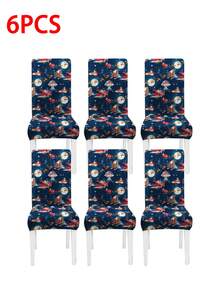 1pc 160gsm Christmas Chair Cover, Elastic Dining Chair Slipcover, Washable Spandex Kitchen Removable Seat Protector, Suitable For Home Or Party - Multicolor - View 17