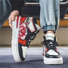 (Couple Matching) Casual Sports Sneakers, Chinese Style Fashion Skateboard Shoes, Printed Letters Design For Students - Red - View 6