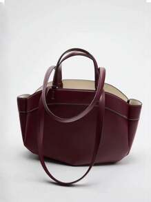 New Women's Large Capacity Canvas Tote Bag, Fashion Shopping Handbag, Bag For Women Elegant, Luxury - 酒紅色 - 查看 1